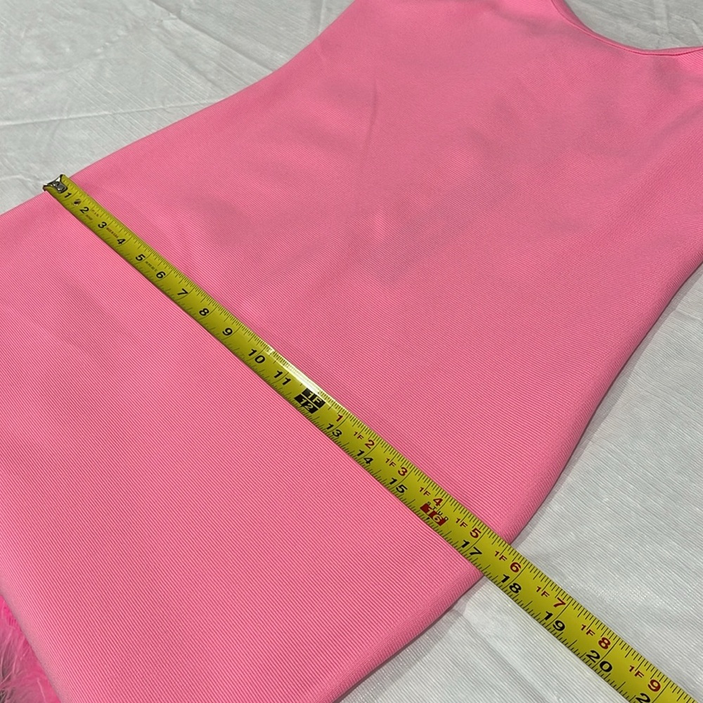 Fashion Nova Yvana Bandage Mini dress size large pink feathers trim NEW - Picture 14 of 16